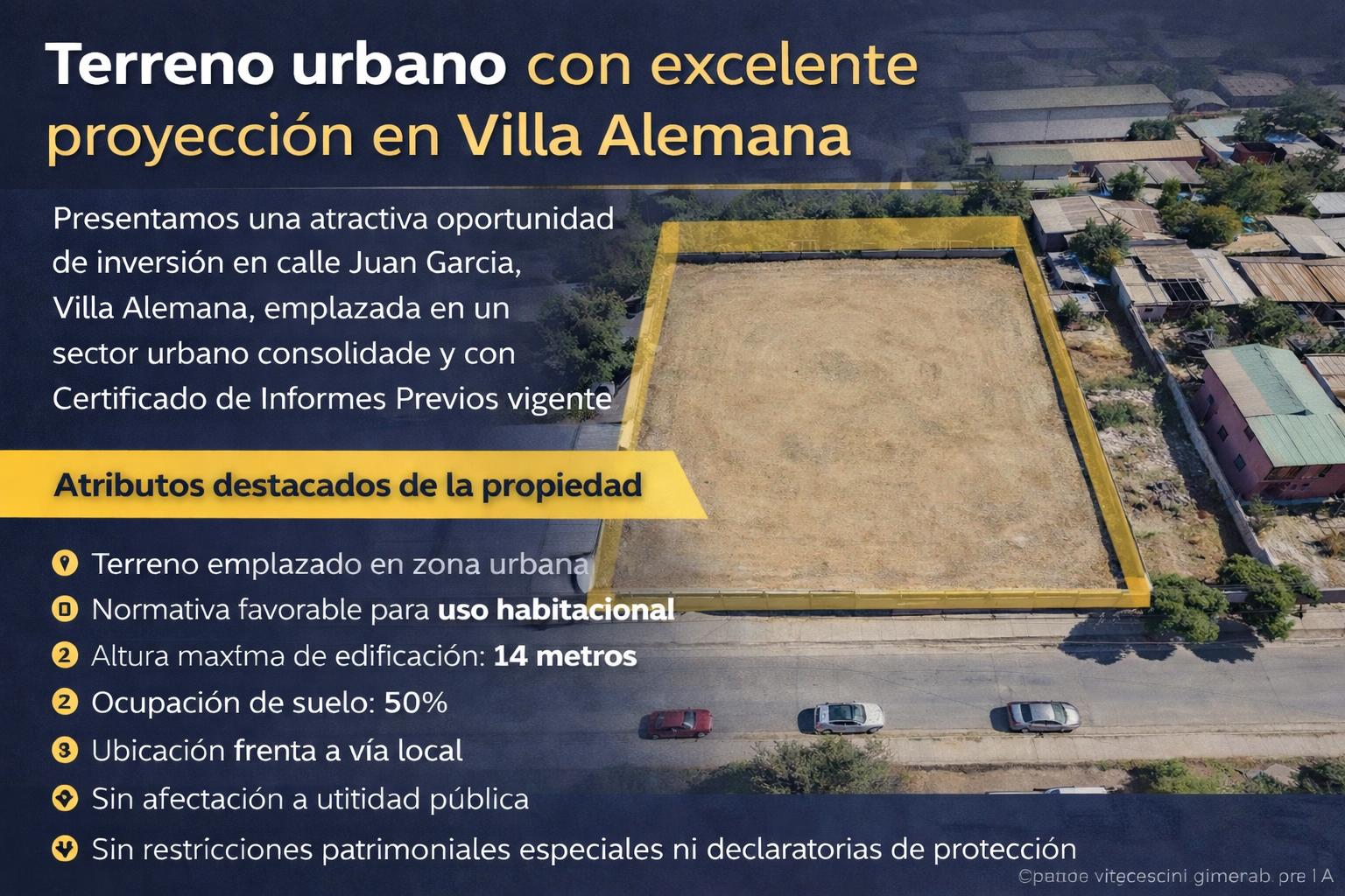 Venta Terreno urbano de 1.312 m2 en Villa Alemana. - Imagen 3